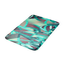 Blue or Cyan Streaks on Red, Drizzled Image Badematte