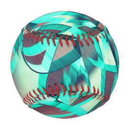Blue or Cyan Streaks on Red, Drizzled Image Baseball