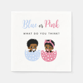 Blue or Pink Black African American Baby in Egg Serviette