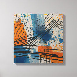 Blue Orange Abstrakt Watercolor Wand Kunst