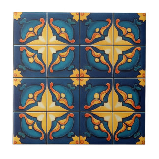 Blue Orange and Yellow Pattern Ceramic Tile Fliese
