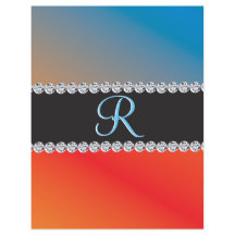 Blue Orange Black Diamond 3d Monogram Initial