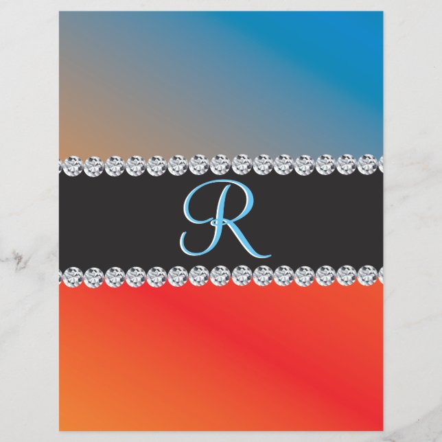 Blue Orange Black Diamond 3d Monogram Initial Flyer (Vorne)