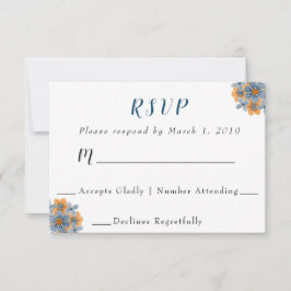 Blue & Orange Blume - RSVP-Antwortkarte für Hochze RSVP Karte
