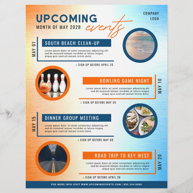 Blue & Orange Calendar Termine Foto Flyer (Vorne)