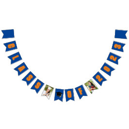 Blue Orange Class of 2023 Foto Graduation Party Wimpelkette