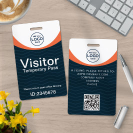 Blue Orange Corporate Visitor Pass ID QR Code Ausweis