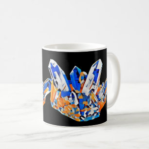 Blue Orange Crystal Gems Rocks Abstrakte Kunst Kaffeetasse