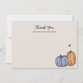 Blue Orange Fall Pumpkin Vielen Dank Hinweis Mitteilungskarte