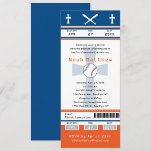 Blue Orange First Kommune Baseball Ticket Einladung