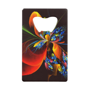 Blue Orange Floral Moderne Art Abstrait Motif #03