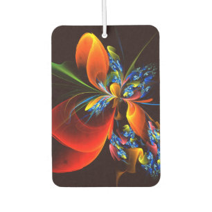 Blue Orange Floral Modernes Abstraktes Kunstmuster Autolufterfrischer