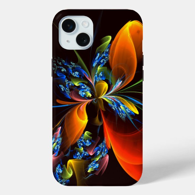 Blue Orange Floral Modernes Abstraktes Kunstmuster Case-Mate iPhone Hülle (Rückseite)