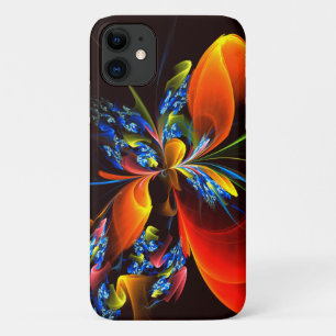 Blue Orange Floral Modernes Abstraktes Kunstmuster Case-Mate iPhone Hülle