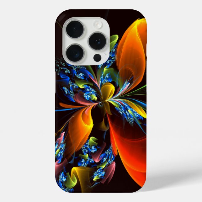 Blue Orange Floral Modernes Abstraktes Kunstmuster Case-Mate iPhone Hülle (Rückseite)