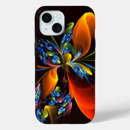 Blue Orange Floral Modernes Abstraktes Kunstmuster Case-Mate iPhone Hülle