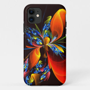 Blue Orange Floral Modernes Abstraktes Kunstmuster Case-Mate iPhone Hülle
