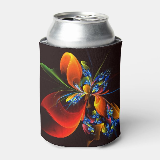 Blue Orange Floral Modernes Abstraktes Kunstmuster Dosenkühler (Kanne Vorderseite)
