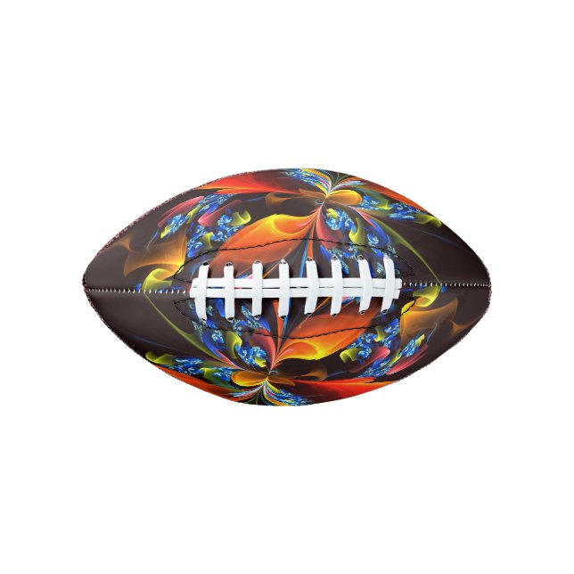 Blue Orange Floral Modernes Abstraktes Kunstmuster Football (Vorderseite)