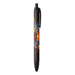 Blue Orange Floral Modernes Abstraktes Kunstmuster Kugelschreiber
