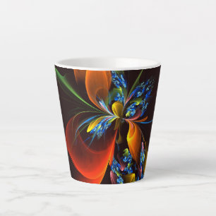 Blue Orange Floral Modernes Abstraktes Kunstmuster Milchtasse