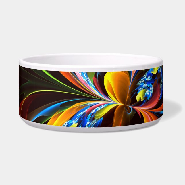 Blue Orange Floral Modernes Abstraktes Kunstmuster Napf (Vorderseite)