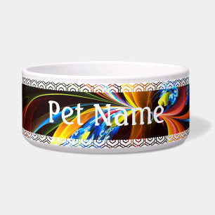 Blue Orange Floral Modernes Abstraktes Kunstmuster Napf