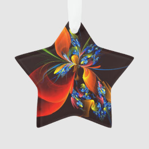 Blue Orange Floral Modernes Abstraktes Kunstmuster Ornament