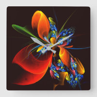 Blue Orange Floral Modernes Abstraktes Kunstmuster
