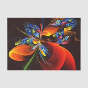 Blue Orange Floral Modernes Abstraktes Kunstmuster Seidenpapier