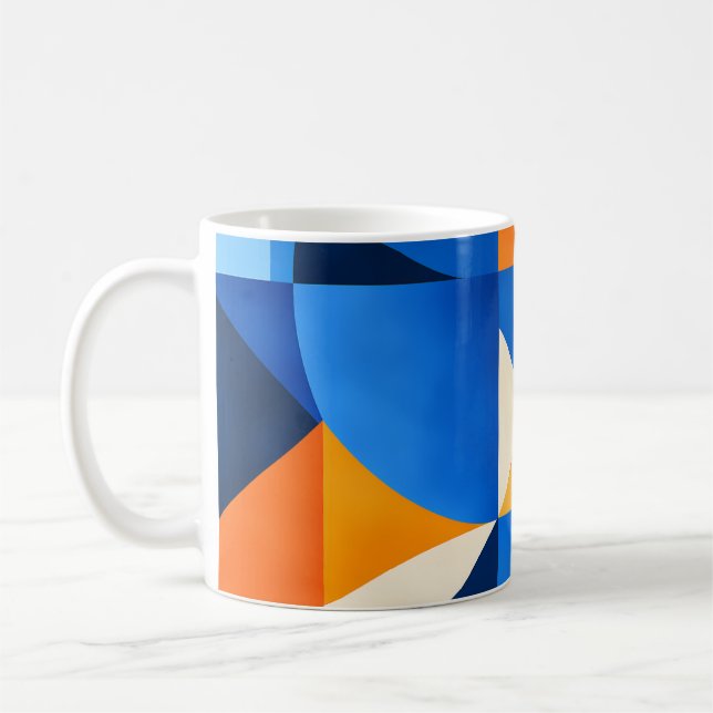 Blue Orange Geometric Abstract Kaffeetasse (Links)