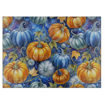 BLUE & ORANGE GLITZER SEHEN FALL PUMPKINS.
