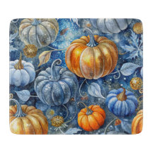 BLUE & ORANGE GLITZER SEHEN FALL PUMPKINS.