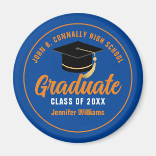 Blue Orange Graduate Custom 2025 Graduation Party Magnet