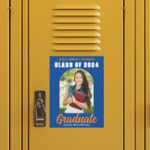 Blue Orange Graduate Foto 2025 Abschluss Magnet