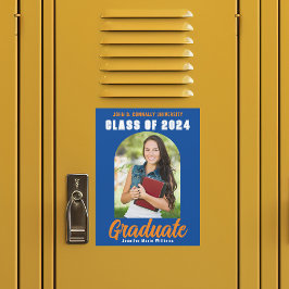Blue Orange Graduate Foto 2025 Abschluss Magnet