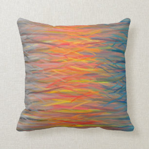 Blue Orange Gray Abstrakt Art Malerei 6 Kissen