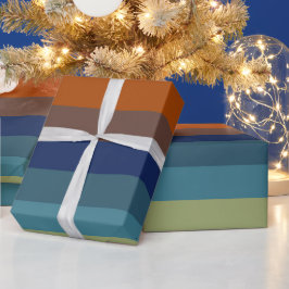 Blue, orange, green, and gray stripes geschenkpapier