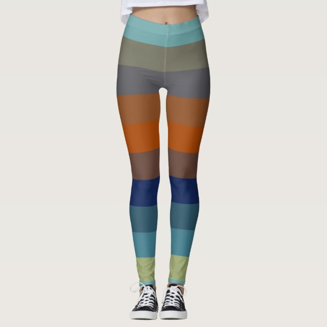 Blue, orange, green, and gray stripes leggings (Vorderseite)