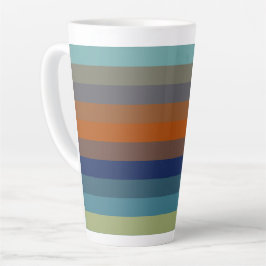 Blue, orange, green, and gray stripes milchtasse
