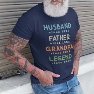 Blue Orange Green Husband Vater Grandpa Legende T-Shirt