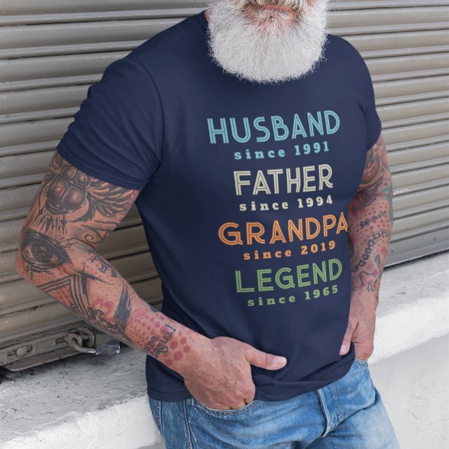 Blue Orange Green Husband Vater Grandpa Legende T-Shirt (Von Creator hochgeladen)