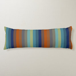 Blue, orange, green, yellow and gray stripes seitenschläferkissen