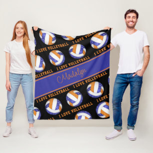 Blue Orange I Liebe Volleyball mädchenhaft persona Fleecedecke