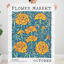 Blue & Orange Marigold Oktober Birth Blume Market