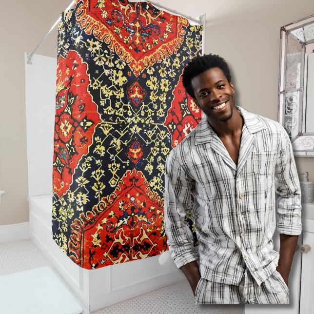 Blue & Orange Oushak Oriental Rug Print Duschvorhang (Von Creator hochgeladen)