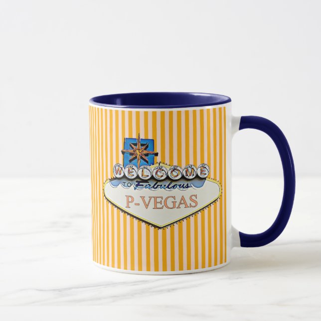 Blue Orange P-Vegas Platteville Wisconsin Tasse (Rechts)