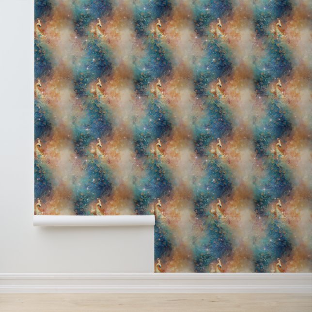 Blue Orange Peacock Tapete (Anwendung)