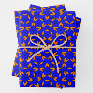 Blue Orange Penrose Zählen Mathematik Aperiodisch Geschenkpapier Set