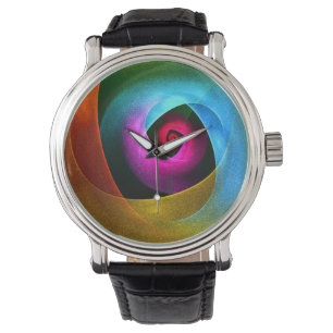 Blue Orange Pink Modernes Abstraktes Kunstmuster # Armbanduhr